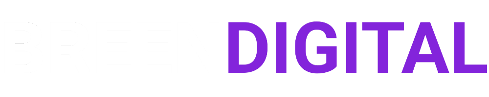 Breen Digital Logo - Long - White Purple