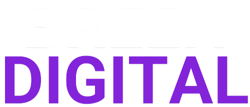 Breen Digital Logo - Square - White Purple